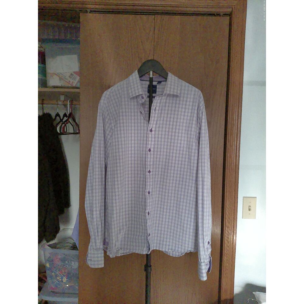 Nick Graham Men's Stretch Modern Fit Dress Shirt Geo Print Floral 17 17.5 36/37